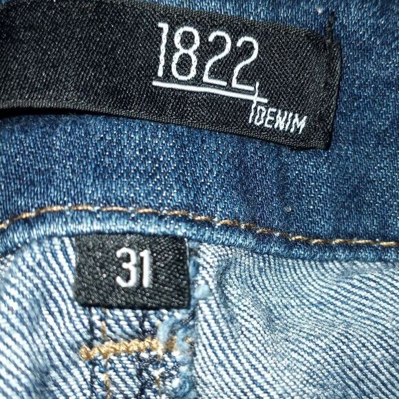 1822 DENIM SKINNY DISTRESSED BLUE JEANS SZ.31 EUC - Picture 7 of 9